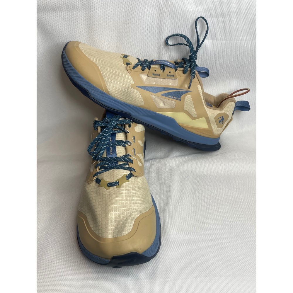 Altra Lone Peak 8 Trail Run Shoes Mens Size US 12 Ripstop Mesh Tan Khaki Blue